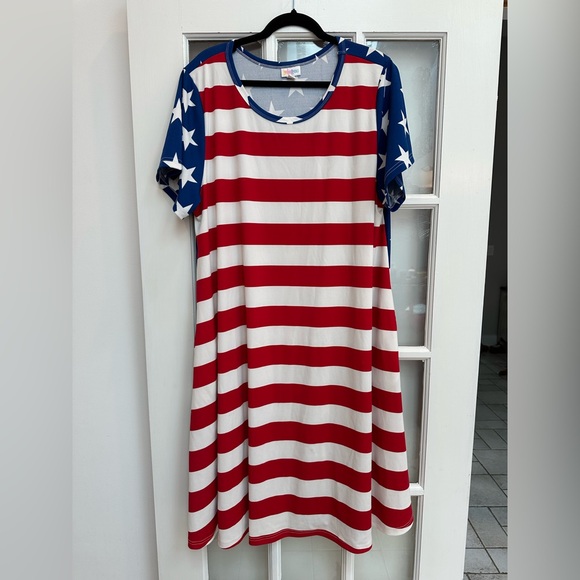 LuLaRoe Stars & Stripes Jessie Dress American Patriotic USA Plus Size 3X NWOT - Picture 8 of 8